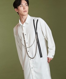 【NO ID.】Chain Long Big Shirt / チェーン ロング ビッグ シャツ