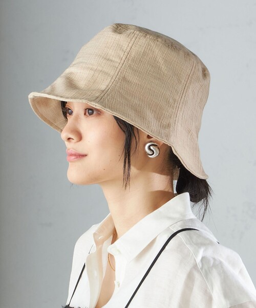 SHIPS(シップス)の「perah: 〈UVカット〉チューリップ ハット ◇(ハット・レディース・ベージュ/ブラック・ONE SIZE)」の13枚目の写真
