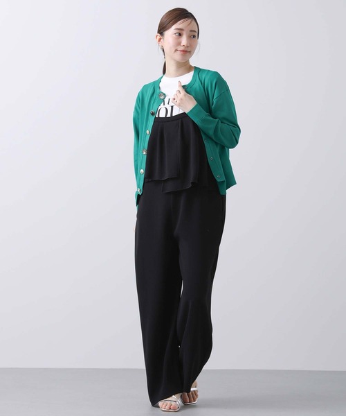 Torrazzo Donna（トラッゾドンナ）の「ビジュー釦クルーカーディガン（カーディガン/ボレロ・レディース・ホワイト/グリーン/ネイビー・FREE）」の4枚目の写真