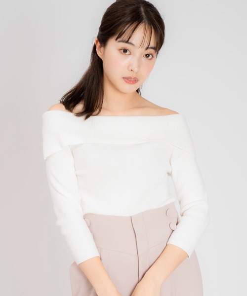 NOELA（ノエラ）の「オフショルニット（ニット/セーター・レディース・グリーン/ブラック/オフホワイト/ピンク・フリー）」の21枚目の写真