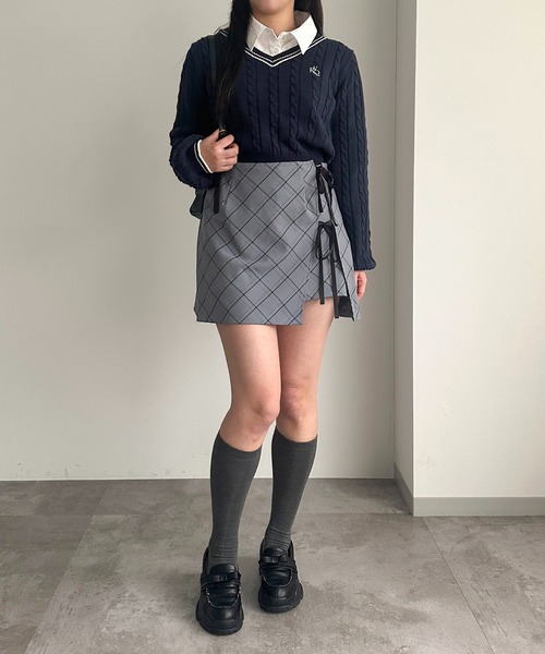 apres jour mignon（アプレジュールミニョン）の「ダブルリボンミニスカート【ZOZOTOWN限定アイテム】（スカート・レディース・ブラック/グレー/ブルー系その他・フリー/X-LARGE）」の8枚目の写真