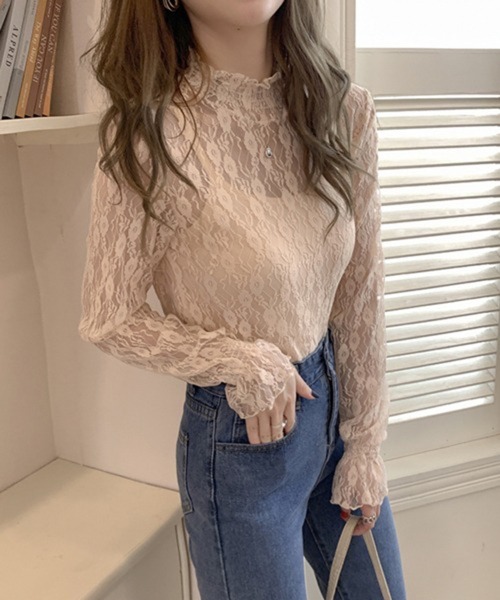 Nia（ニア）の「Nia(ニア)/ハイネックシースルー レースカットソー（Tシャツ/カットソー・レディース・ホワイト系その他/ホワイト系その他2/ホワイト系1/ホワイト系2/ブラック系その他2/ブラック系その他・MEDIUM/LARGE）」の16枚目の写真