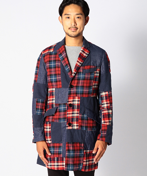 BEAMS(ビームス)の「◆BEAMS / ネップパッチワーク チェスターコート(チェスターコート・メンズ・レッド/ブルー・MEDIUM/LARGE/SMALL)」の13枚目の写真