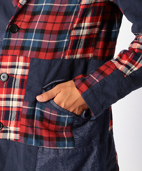 BEAMS(ビームス)の「◆BEAMS / ネップパッチワーク チェスターコート(チェスターコート・メンズ・レッド/ブルー・MEDIUM/LARGE/SMALL)」の20枚目の写真