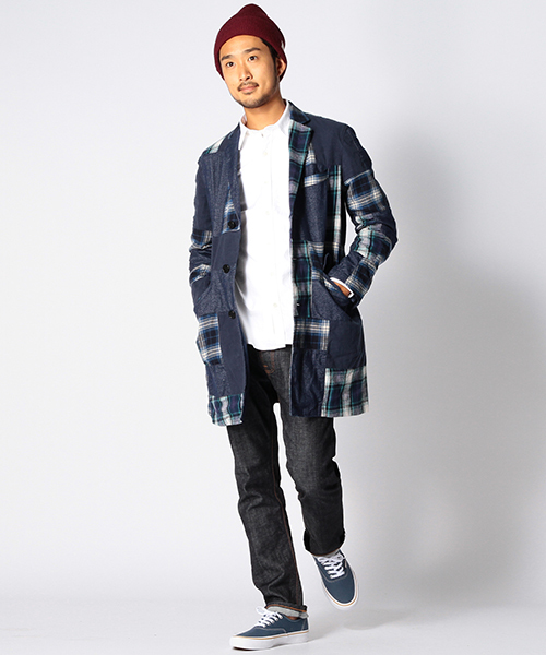 BEAMS(ビームス)の「◆BEAMS / ネップパッチワーク チェスターコート(チェスターコート・メンズ・レッド/ブルー・MEDIUM/LARGE/SMALL)」の18枚目の写真