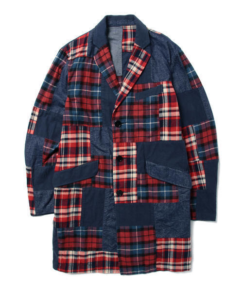 BEAMS(ビームス)の「◆BEAMS / ネップパッチワーク チェスターコート(チェスターコート・メンズ・レッド/ブルー・MEDIUM/LARGE/SMALL)」の11枚目の写真
