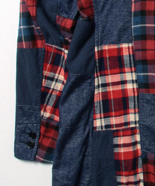 BEAMS(ビームス)の「◆BEAMS / ネップパッチワーク チェスターコート(チェスターコート・メンズ・レッド/ブルー・MEDIUM/LARGE/SMALL)」の6枚目の写真