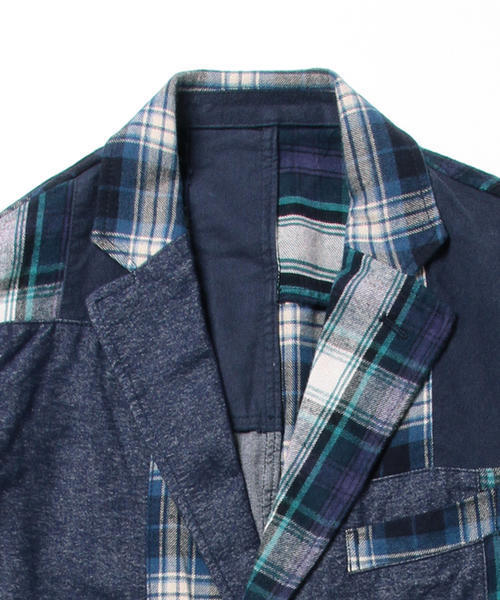 BEAMS(ビームス)の「◆BEAMS / ネップパッチワーク チェスターコート(チェスターコート・メンズ・レッド/ブルー・MEDIUM/LARGE/SMALL)」の9枚目の写真