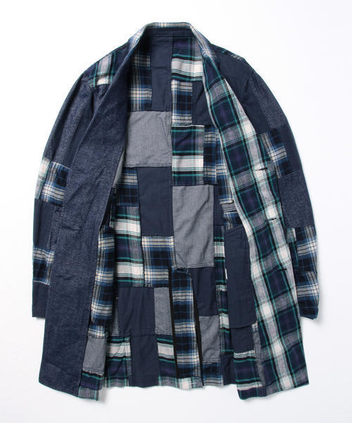 BEAMS(ビームス)の「◆BEAMS / ネップパッチワーク チェスターコート(チェスターコート・メンズ・レッド/ブルー・MEDIUM/LARGE/SMALL)」の3枚目の写真