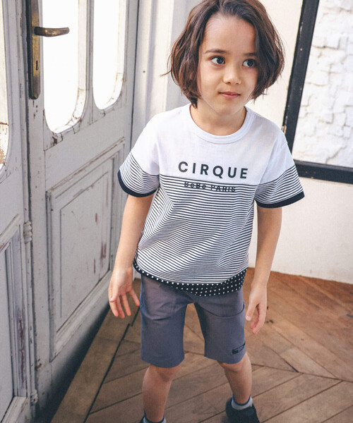 BeBe（ベベ）の「【お揃い】ボーダー切り替えワイドTシャツ(90~150cm)（Tシャツ/カットソー・キッズ・ブルー系その他2/ブラック系その他・110cm/100cm/120cm/130cm/140cm/150cm/90cm）」の6枚目の写真