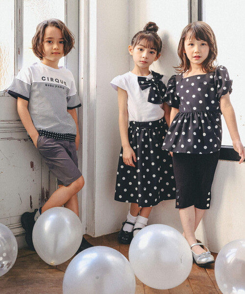 BeBe（ベベ）の「【お揃い】ボーダー切り替えワイドTシャツ(90~150cm)（Tシャツ/カットソー・キッズ・ブルー系その他2/ブラック系その他・110cm/100cm/120cm/130cm/140cm/150cm/90cm）」の7枚目の写真