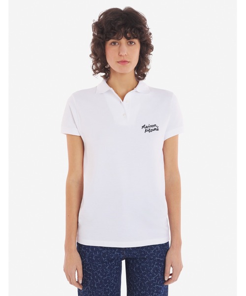 メゾンキツネ　トリコロールフォックス　ユニセックス　ポロシャツ　Ｓ　ホワイト メゾンキツネ トリコロールフォックス ユニセックス ポロシャツ S