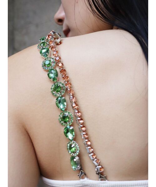 EVRIS(エヴリス)の「ビジューショルダートップス(タンクトップ・レディース・ホワイト/ブラック・FREE)」の6枚目の写真