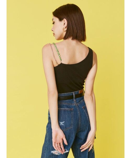 EVRIS(エヴリス)の「ビジューショルダートップス(タンクトップ・レディース・ホワイト/ブラック・FREE)」の7枚目の写真