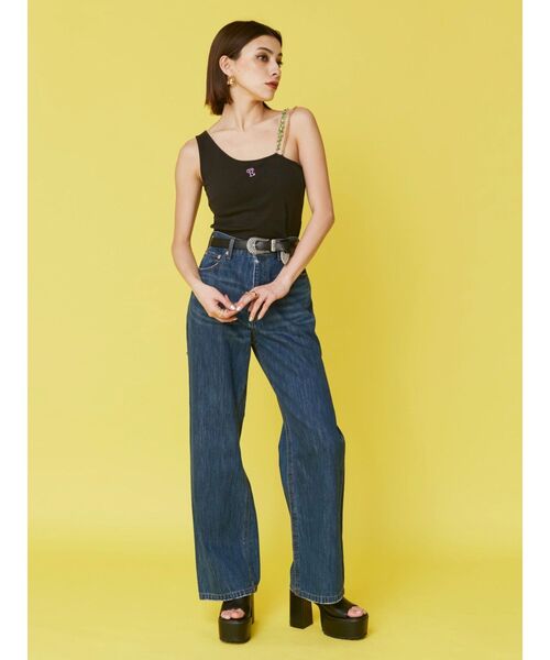 EVRIS(エヴリス)の「ビジューショルダートップス(タンクトップ・レディース・ホワイト/ブラック・FREE)」の8枚目の写真