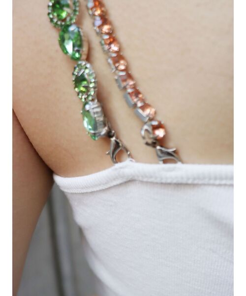 EVRIS(エヴリス)の「ビジューショルダートップス(タンクトップ・レディース・ホワイト/ブラック・FREE)」の12枚目の写真