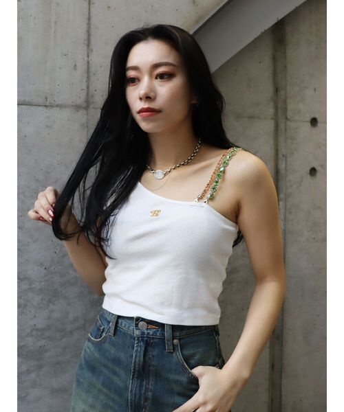 EVRIS(エヴリス)の「ビジューショルダートップス(タンクトップ・レディース・ホワイト/ブラック・FREE)」の18枚目の写真