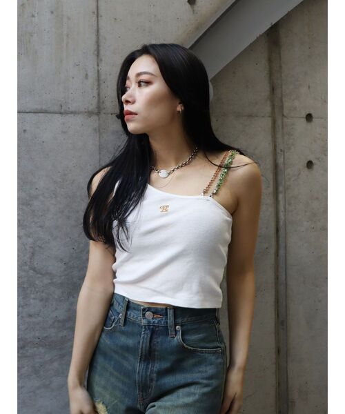 EVRIS(エヴリス)の「ビジューショルダートップス(タンクトップ・レディース・ホワイト/ブラック・FREE)」の20枚目の写真