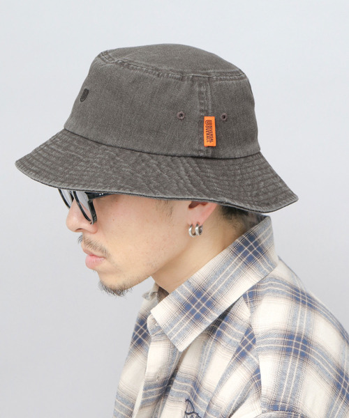 UNIVERSAL OVERALL(ユニバーサルオーバーオール)の「UOロゴ刺繍 ヴィンテージツイル ダウンブリムハット つば長め(ハット・メンズ・ブラウン/ブラック・FREE)」の14枚目の写真
