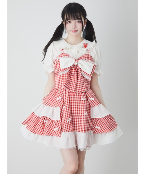 ankrouge ストロベリープチリボンJSK ワンピース Ank Rouge（アンクルージュ）の「ストロベリープチリボンJSK