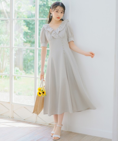 WILLSELECTION(ウィルセレクション)の「フリルカシュクールフレアワンピース(ワンピース・レディース・ピンク/サックスブルー/グリーン・FREE)」の1枚目の写真