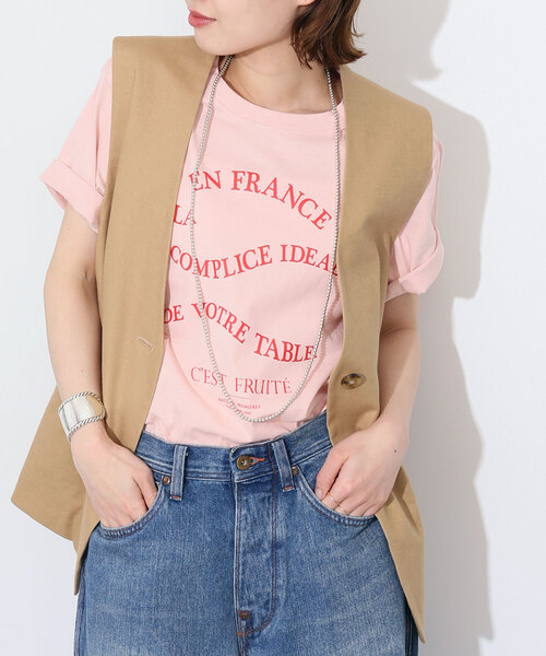 SLOBE IENA(スローブイエナ)の「PUR JUS ロゴプリントTEE(Tシャツ/カットソー・レディース・イエロー/ピンク/グレー・FREE)」の3枚目の写真