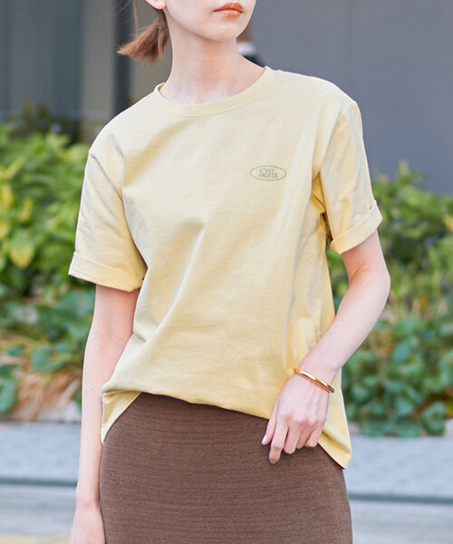 SLOBE IENA(スローブイエナ)の「PUR JUS ロゴプリントTEE(Tシャツ/カットソー・レディース・イエロー/ピンク/グレー・FREE)」の7枚目の写真