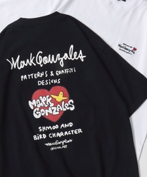 2026SS新柄追加 MARK GONZALES ARTWORK COLLECTION/マークゴンザレス 別注 ワンポイント刺繍 バックプリント オーバーサイズ 半袖Tシャツ レディース メンズ