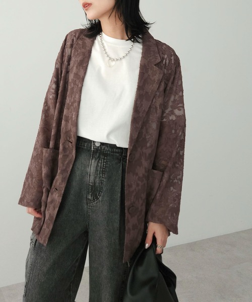 Sugar spoon(シュガースプーン)の「・SUGAR SPOON シアージャカードジャケット(その他アウター・レディース・ブラウン/アイボリー/ブラック・FREE)」の3枚目の写真