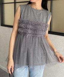 Thevon | フリルチュールドッキングノースリプルオーバー(Tシャツ/カットソー)