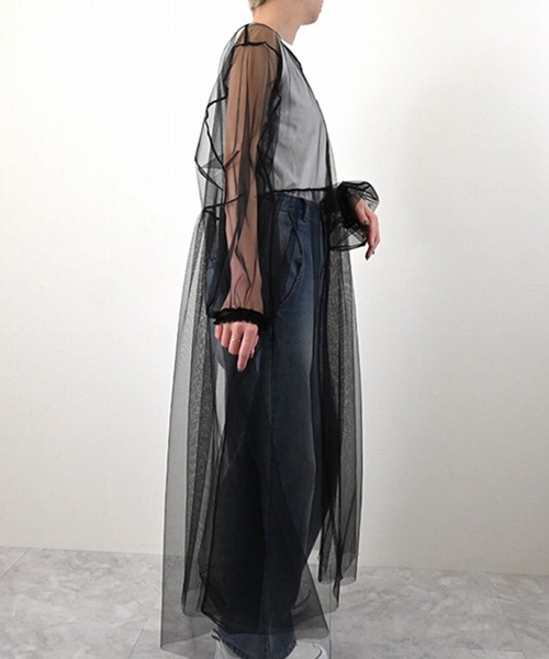 STYLEBLOCK（スタイルブロック）の「チュールシアーオーバーワンピース（ワンピース・レディース・グレー/アイボリー/ブラック/ホワイト/ライトグレー・M）」の8枚目の写真