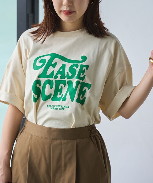 coen(コーエン)の「ロゴプリントビッグTシャツ(Tシャツ/カットソー・レディース・ダークグレー/オフホワイト/ナチュラル・FREE)」の3枚目の写真