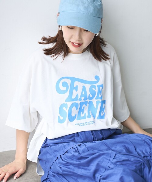 coen(コーエン)の「ロゴプリントビッグTシャツ(Tシャツ/カットソー・レディース・ダークグレー/オフホワイト/ナチュラル・FREE)」の2枚目の写真