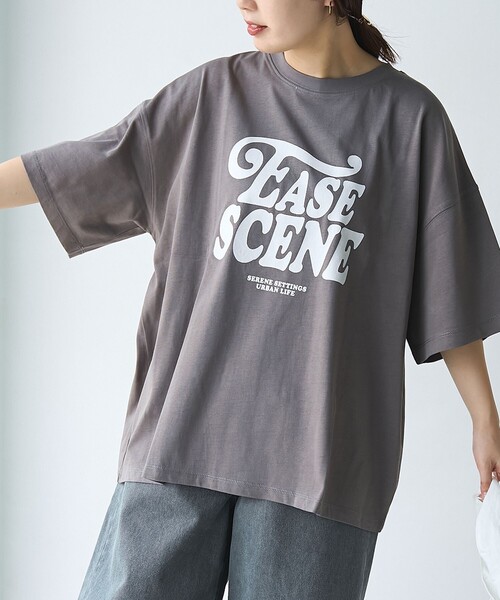 coen(コーエン)の「ロゴプリントビッグTシャツ(Tシャツ/カットソー・レディース・ダークグレー/オフホワイト/ナチュラル・FREE)」の1枚目の写真