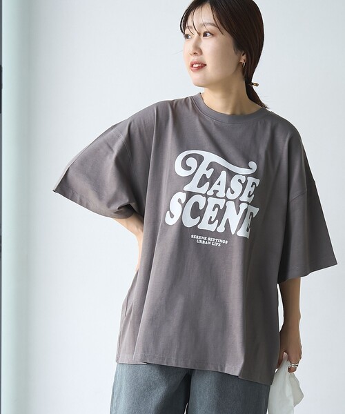coen(コーエン)の「ロゴプリントビッグTシャツ(Tシャツ/カットソー・レディース・ダークグレー/オフホワイト/ナチュラル・FREE)」の12枚目の写真