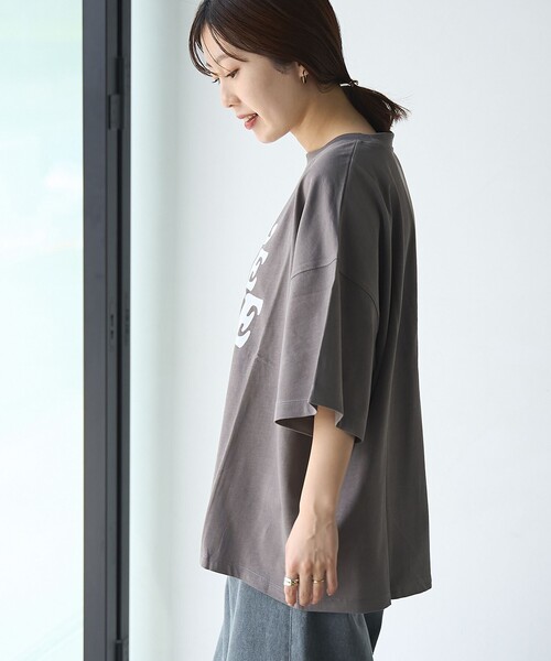 coen(コーエン)の「ロゴプリントビッグTシャツ(Tシャツ/カットソー・レディース・ダークグレー/オフホワイト/ナチュラル・FREE)」の13枚目の写真