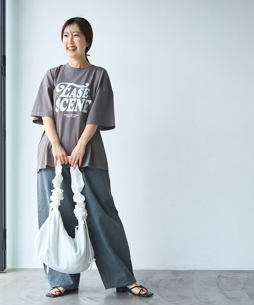 coen(コーエン)の「ロゴプリントビッグTシャツ(Tシャツ/カットソー・レディース・ダークグレー/オフホワイト/ナチュラル・FREE)」の16枚目の写真