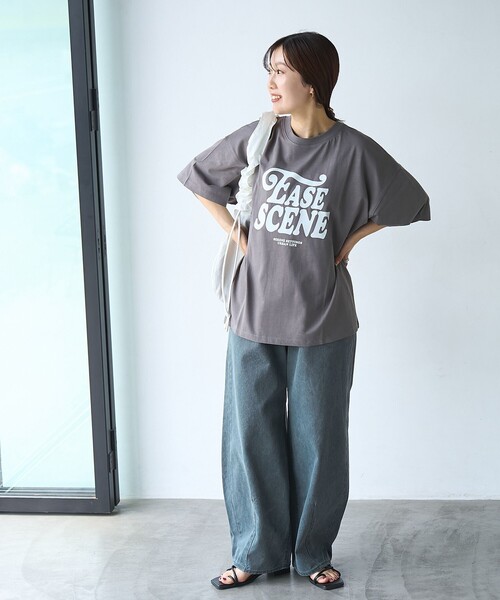 coen(コーエン)の「ロゴプリントビッグTシャツ(Tシャツ/カットソー・レディース・ダークグレー/オフホワイト/ナチュラル・FREE)」の17枚目の写真
