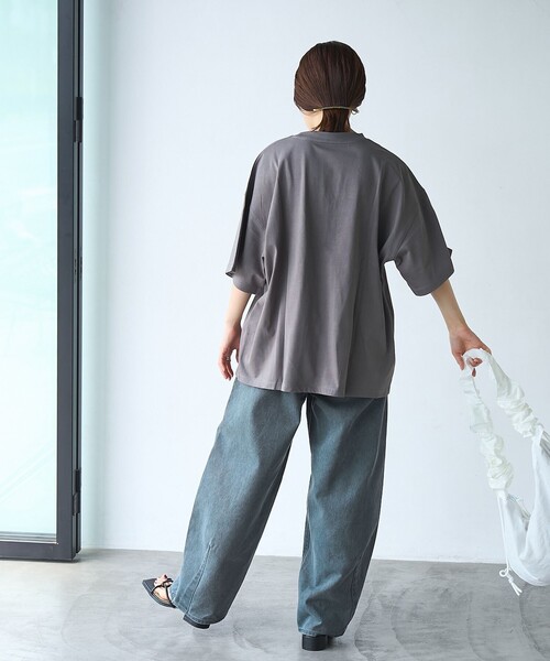 coen(コーエン)の「ロゴプリントビッグTシャツ(Tシャツ/カットソー・レディース・ダークグレー/オフホワイト/ナチュラル・FREE)」の19枚目の写真