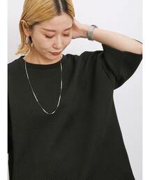 Samansa Mos2 blue | ◎膨れジャカードプルオーバー(Tシャツ/カットソー)