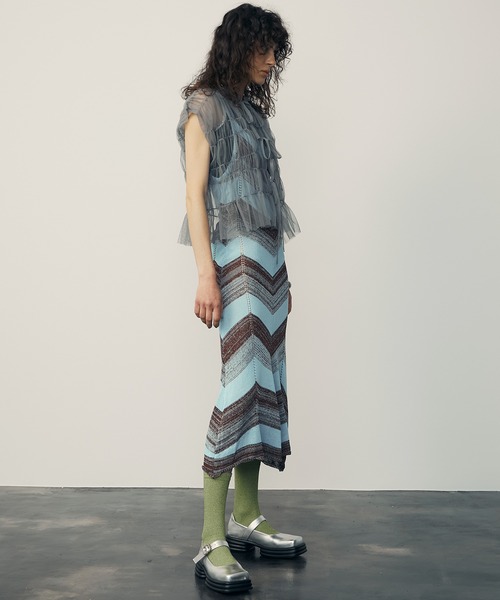 uyu.（ウユ）の「Multi-Border Mesh Knit Dress / マルチボーダーメッシュニットワンピース【uyu./ウユ】（ワンピース・レディース・ブルー/グレー・FREE）」の17枚目の写真