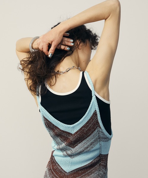 uyu.（ウユ）の「Multi-Border Mesh Knit Dress / マルチボーダーメッシュニットワンピース【uyu./ウユ】（ワンピース・レディース・ブルー/グレー・FREE）」の10枚目の写真