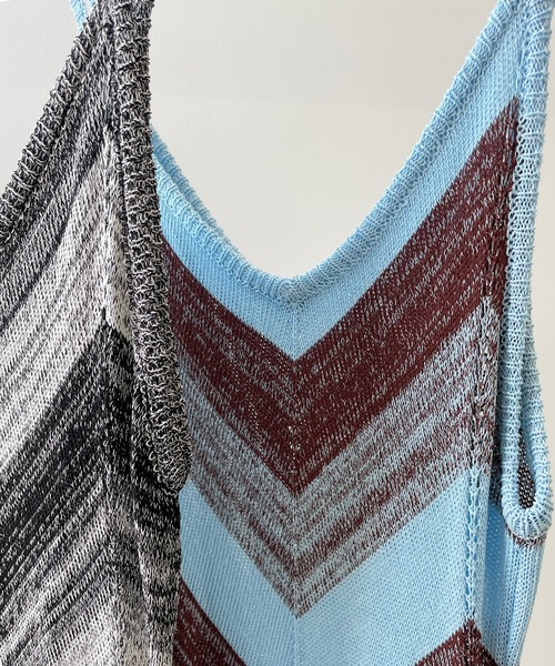 uyu.（ウユ）の「Multi-Border Mesh Knit Dress / マルチボーダーメッシュニットワンピース【uyu./ウユ】（ワンピース・レディース・ブルー/グレー・FREE）」の15枚目の写真