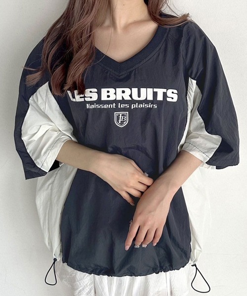 OLIVE des OLIVE（オリーブデオリーブ）の「ゲームシャツ　1041060810（Tシャツ/カットソー・レディース・ネイビー/オフホワイト/ピンク・FREE）」の2枚目の写真