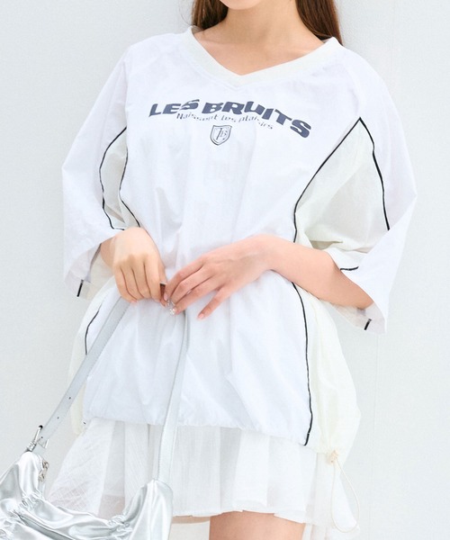 OLIVE des OLIVE（オリーブデオリーブ）の「ゲームシャツ　1041060810（Tシャツ/カットソー・レディース・ネイビー/オフホワイト/ピンク・FREE）」の5枚目の写真