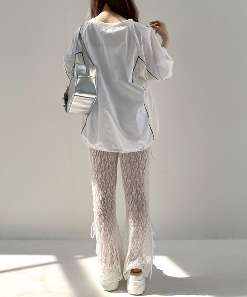 OLIVE des OLIVE（オリーブデオリーブ）の「ゲームシャツ　1041060810（Tシャツ/カットソー・レディース・ネイビー/オフホワイト/ピンク・FREE）」の12枚目の写真