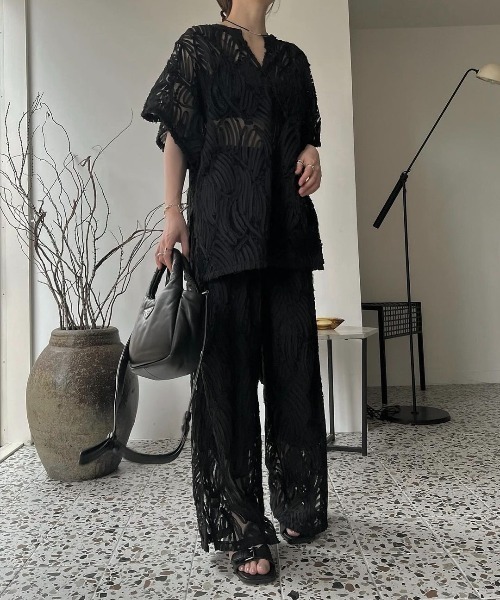 パンツ willfully relax chiffon tape embroidery WILLFULLY（ウィルフリー）の「relax chiffon tape embroidery