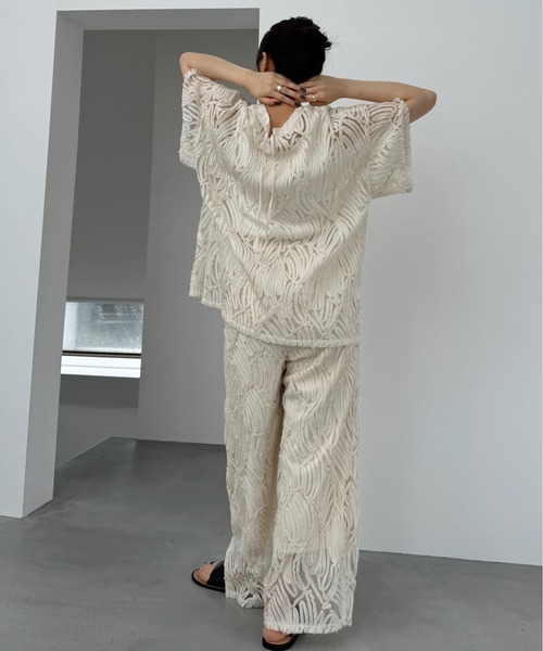 willfully リラックス シフォン テープ エンブロイダリー パンツ WILLFULLY（ウィルフリー）の「relax chiffon tape embroidery