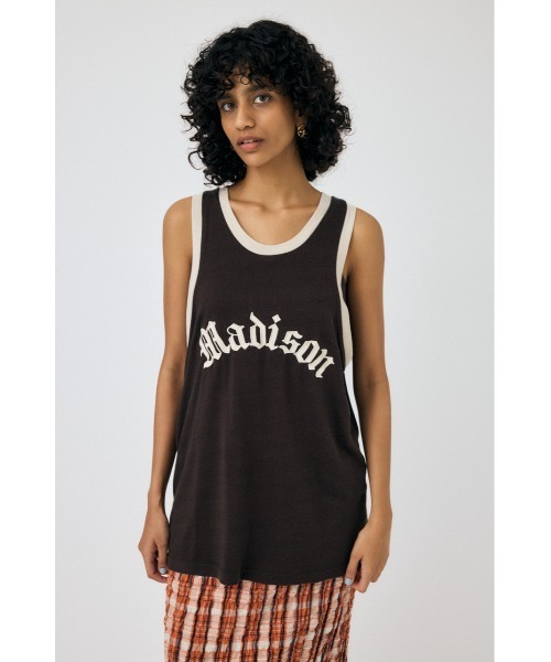 MOUSSY（マウジー）の「VINTAGE LIKE TEAM タンクトップ（タンクトップ・レディース・ライトブラック/レッド/アイボリー・FREE）」の2枚目の写真