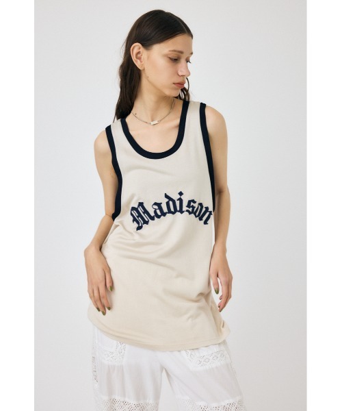 MOUSSY（マウジー）の「VINTAGE LIKE TEAM タンクトップ（タンクトップ・レディース・ライトブラック/レッド/アイボリー・FREE）」の5枚目の写真